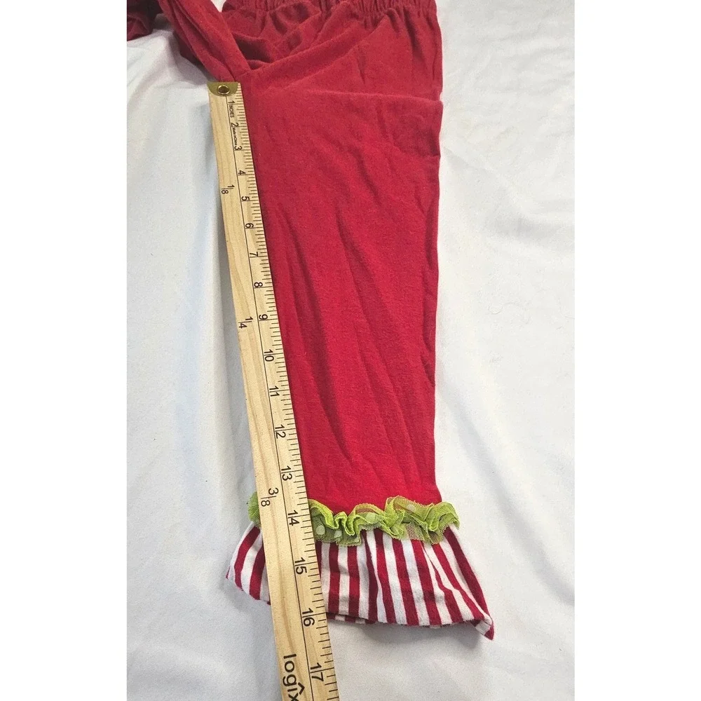Rare Editions Girls Red Reindeer Ruffle Tunic and Leggings Christmas Set Size 4T